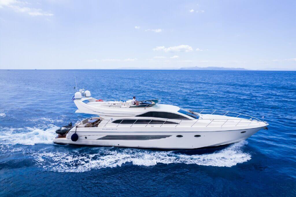 Crewed yacht charter Greece. Motor yacht charters, Greek islands. Private motor yacht sailing Greece, Mediterranean.