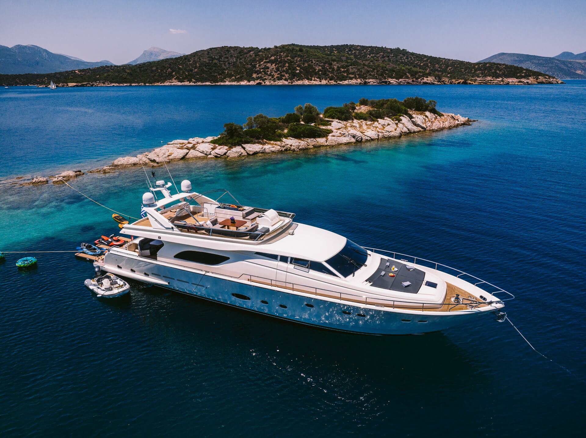 Yacht charters Greece with crew. Motor yacht charter Greek islands. Private yacht sailing in Greece, Mediterranean.