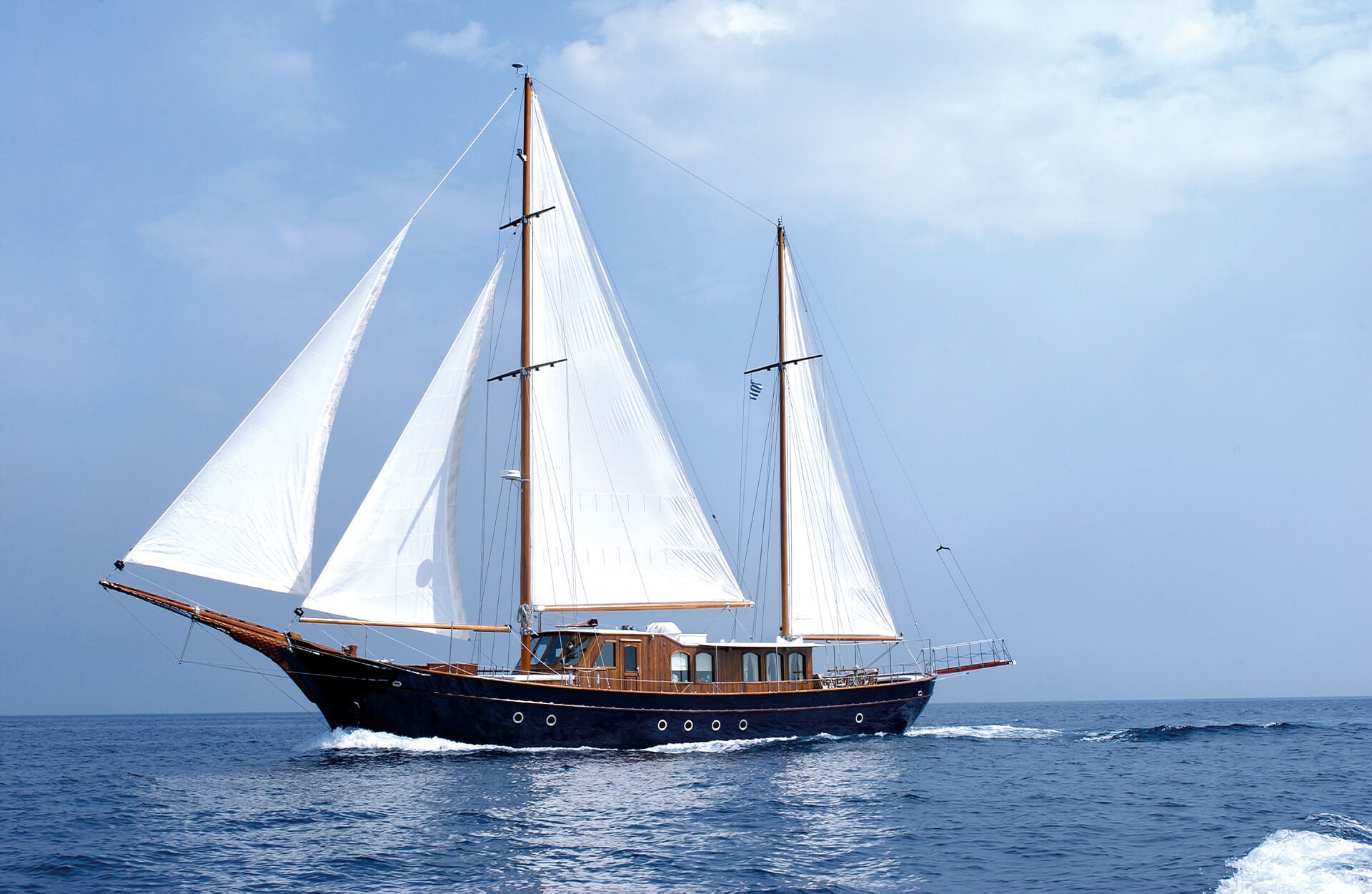 Luxury sailing yacht charters in Greece. Motor sailer charter in Greece with crew. Priviate yacht sailing in Greece.